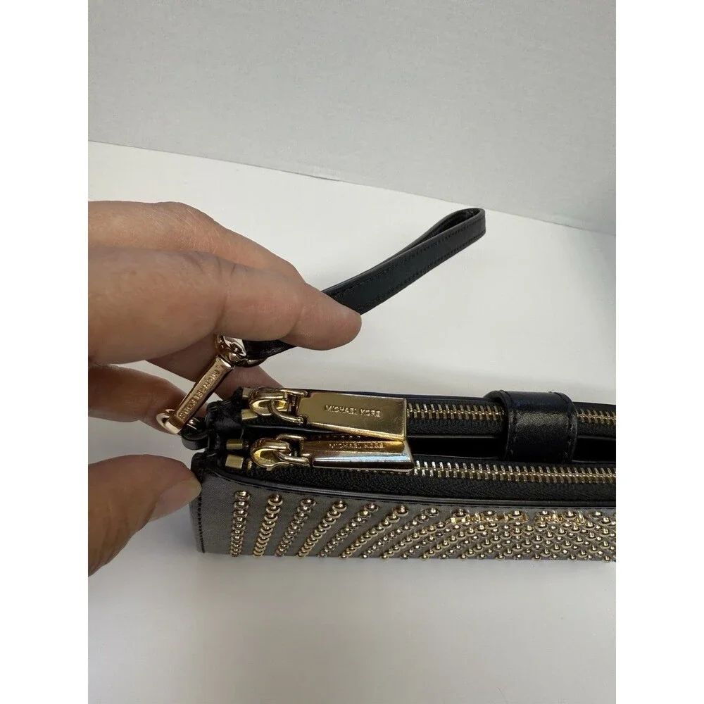 Michael Kors Adele Studded Black Leather Smartphone Wristlet Wallet - Picture 11 of 11